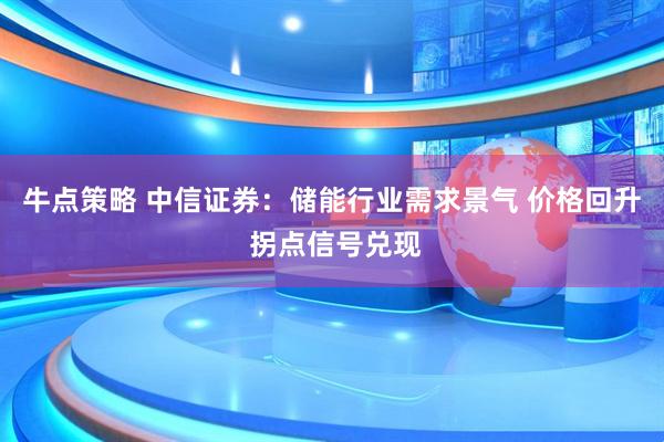 牛点策略 中信证券：储能行业需求景气 价格回升 拐点信号兑现